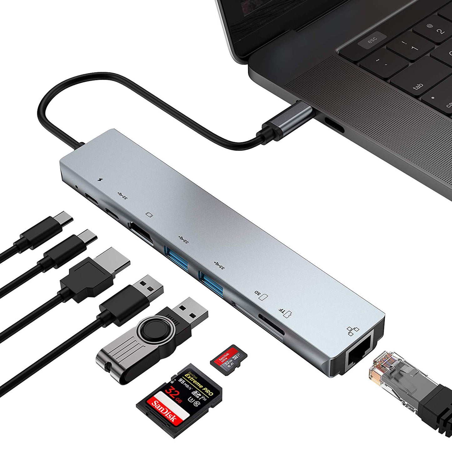 Cross-border typec to 4-in-1 dual hdmi 3.0usb pd HD Macbook same display Dual Screen hub converter