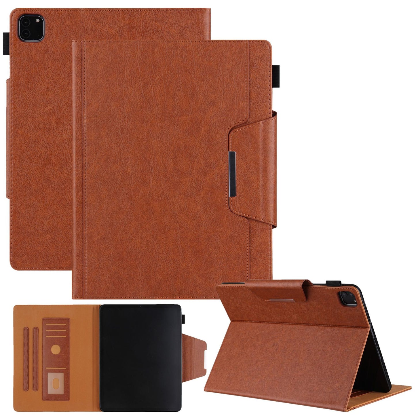 Cross-border applicable to iPadPro 11 2024 multi-function tablet protective case Air6 13 hardware glitter leather case