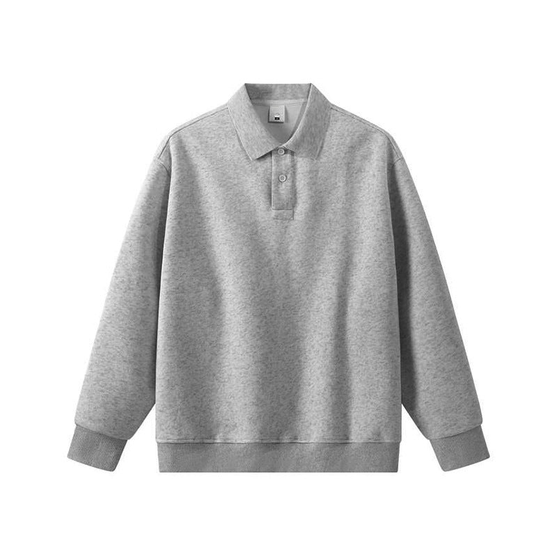 Sparkling Style solid color loose long sleeves polot shirt men's lapel polo shirt cross-border 2026 spring new men's top