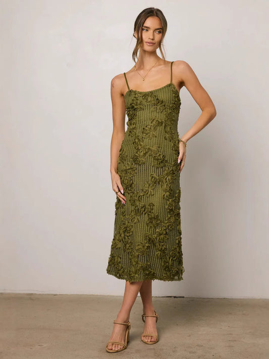 Spot 2026 new summer cross-border foreign trade lace jacquard European and American sexy lemon green tea rose dress
