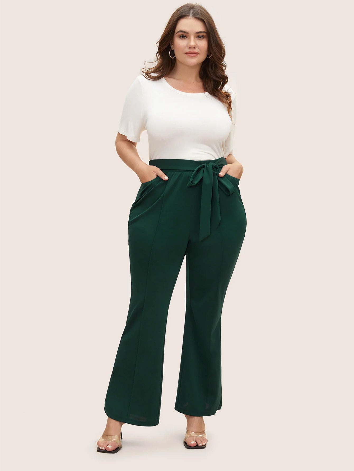 2026 autumn and winter New Amazon foreign trade large size women's clothing all-match commute style casual pants elastic waist flared pants