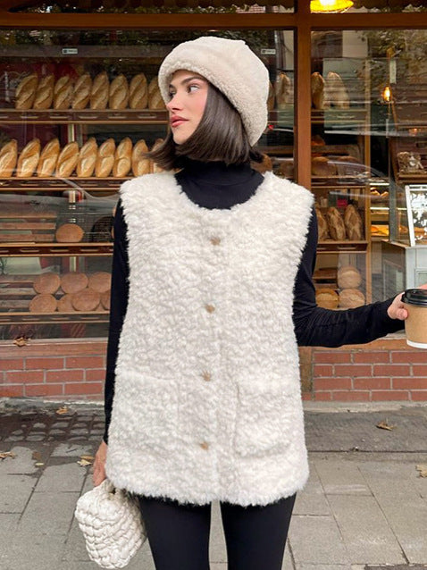 2026 spring Europe and America cross border new classic style white imitation mink vest coat women's high-grade sleeveless vest