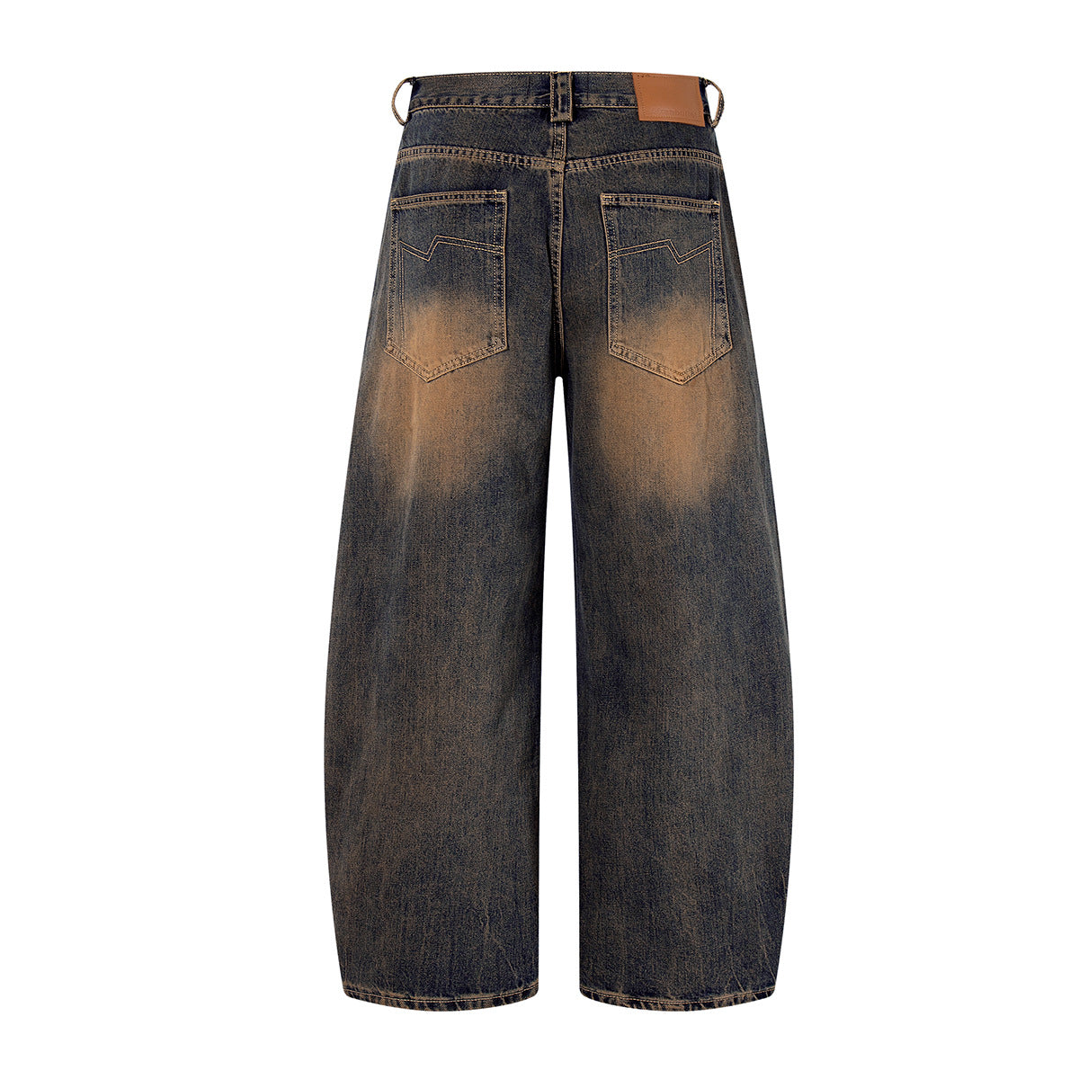 Jiayiku men's clothing 2026 new American high street RO style rust washed jeans loose cargo wide leg pants