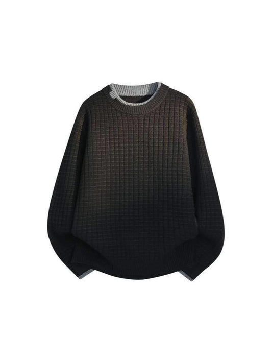 Cross-border Southeast Asian foreign trade delivery 2026 new fake two-piece round neck sweater men's knitwear bottoming shirt top