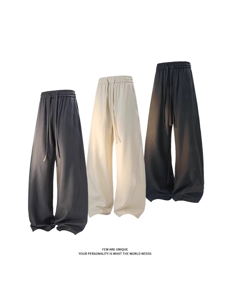 Cross-border 2026 spring new draping machete trendy men's casual pants men's pants solid color straight loose track pants