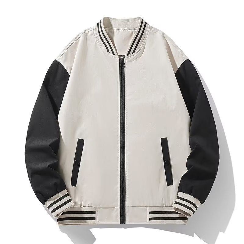 Autumn new men's casual baseball uniform all-match fashion jacket couple baseball collar campus contrast color breathable jacket