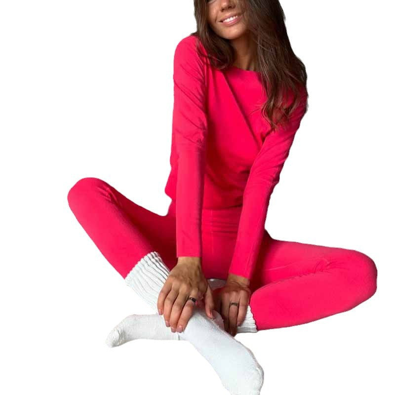Cross-border 2026 autumn and winter new slim-fit long-sleeved sports suit Amazon foreign trade women's clothing casual two-piece suit women
