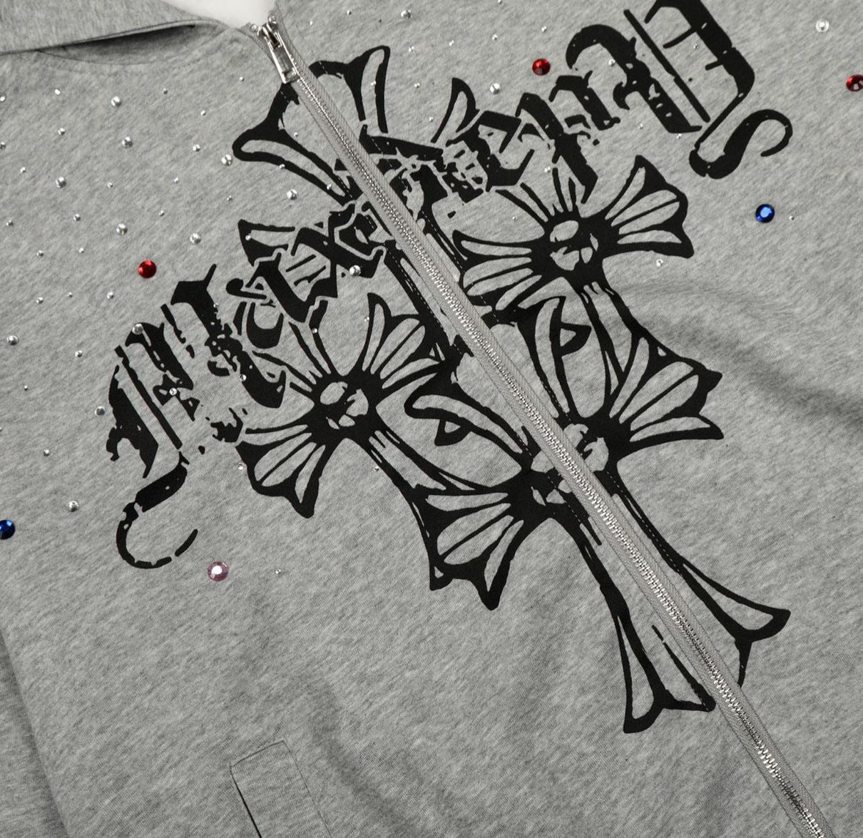 Shop Jiayiku 2026 American Rhinestone Hoodie at USAve Merchandise. Personality cross design zipper sweater. Free shipping over $50!