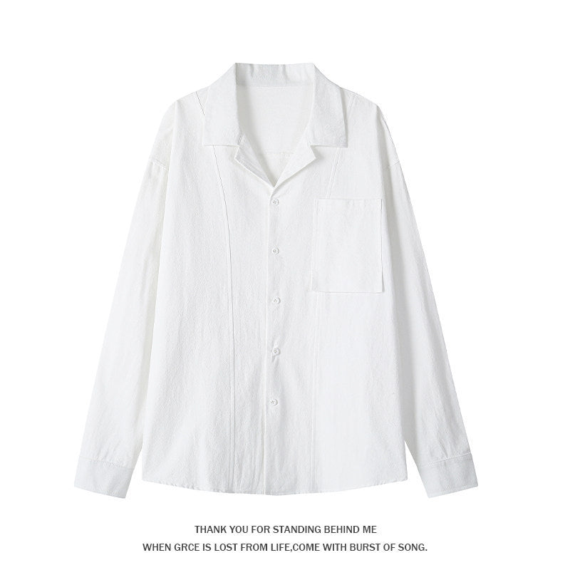 Cross-border 2026 spring new Cuban collar old money style men's loose shirt coat cotton and linen men's large size shirt fashion