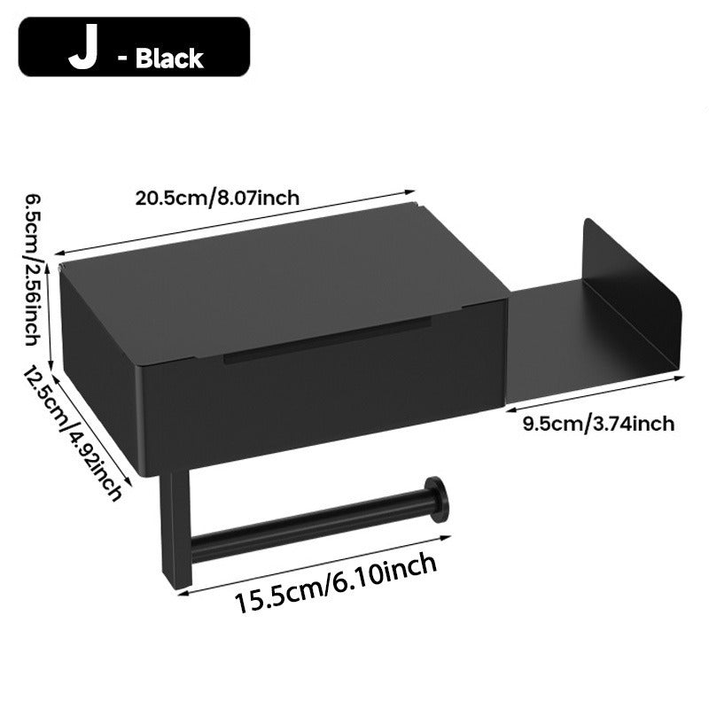 Cross-border bathroom tissue holder 304 stainless steel punch-free toilet paper holder toilet tissue box roll stand wet tissue box