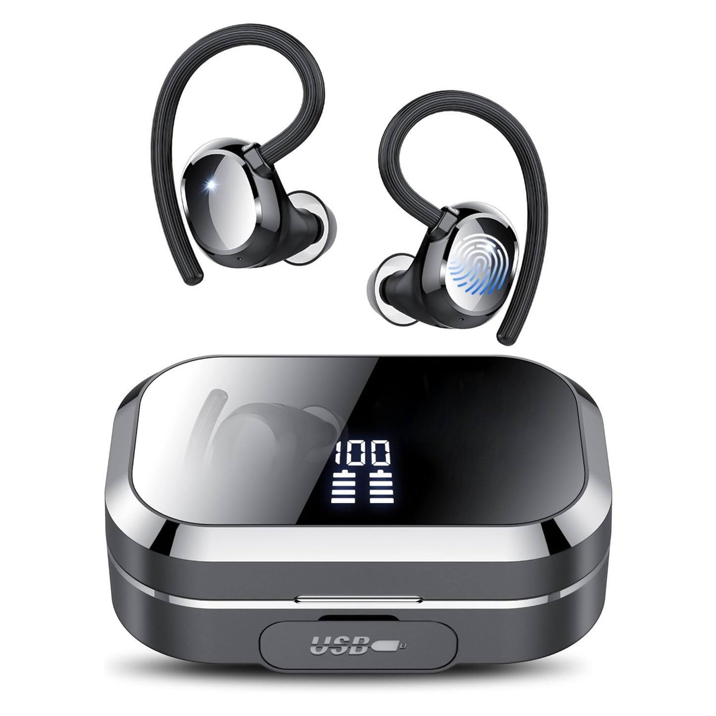 Cross-border new arrival Q25 sports Bluetooth headset TWS ear-mounted digital display noise reduction smart Bluetooth touch true wireless