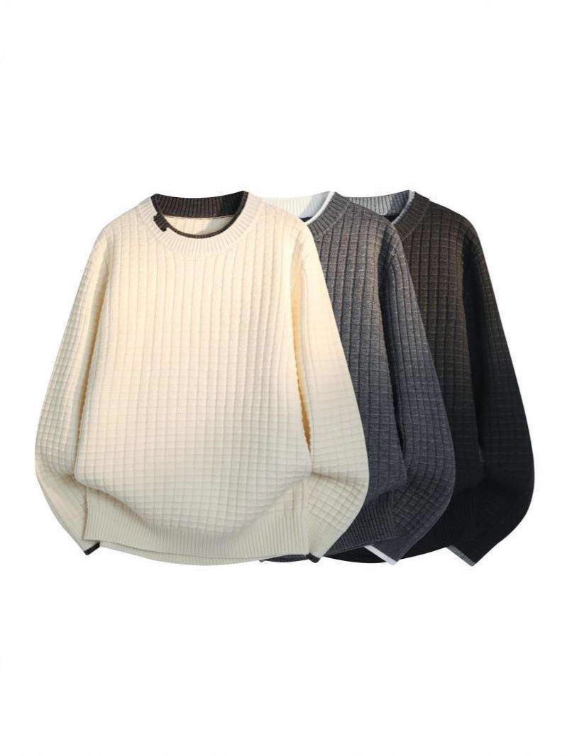 Cross-border Southeast Asian foreign trade delivery 2026 new fake two-piece round neck sweater men's knitwear bottoming shirt top