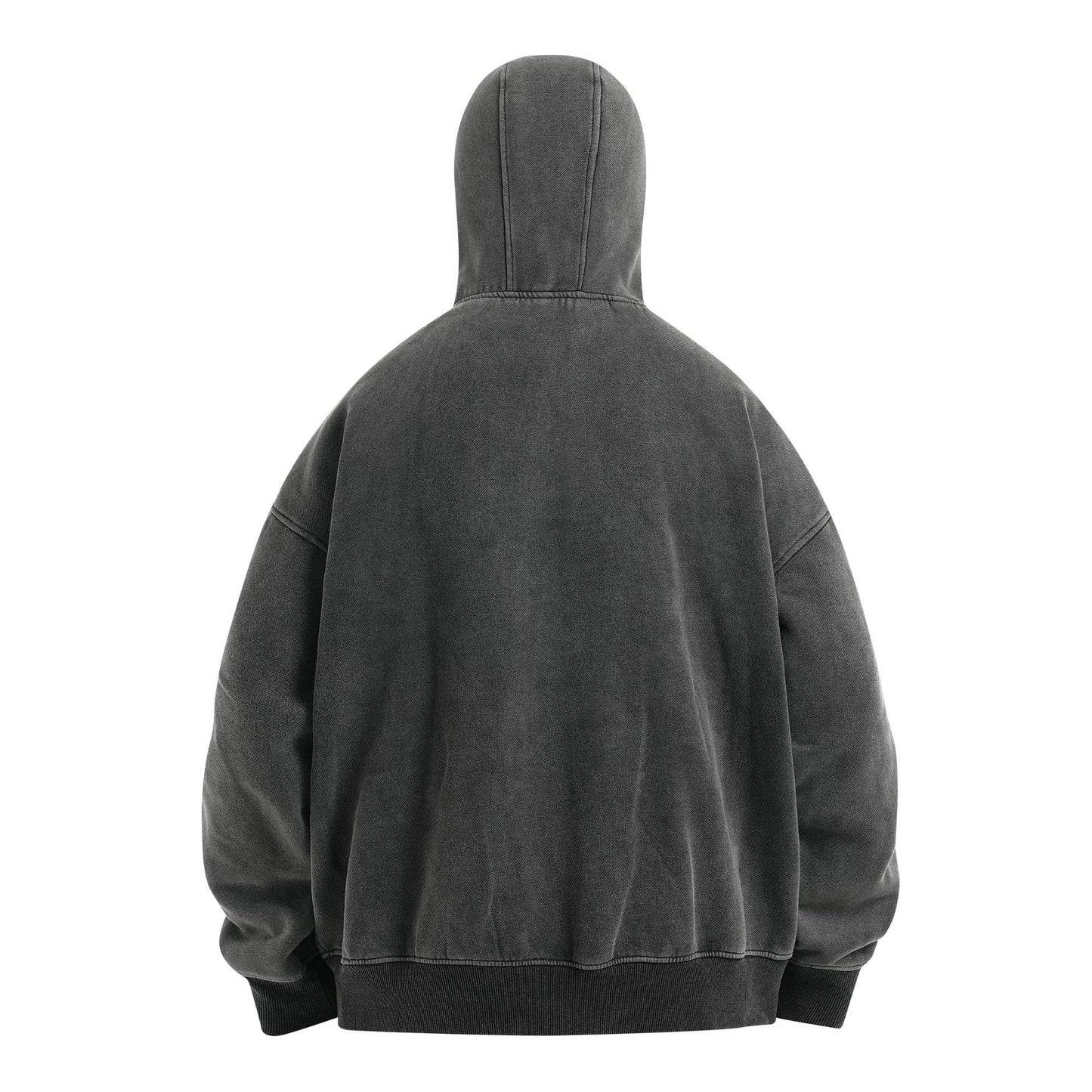 Jiayiku men's 2026 new American street washed hoodie baggy coat mechanical style cardigan zipper sweater