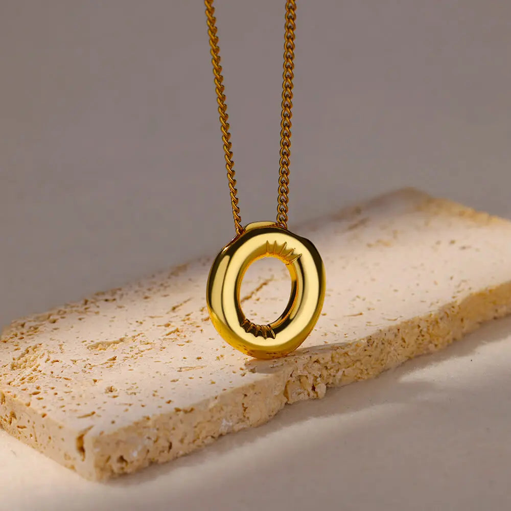 Chunky Initial Letter Pendant Necklaces For Women Gold Color Stainless Steel A to Z Charm Waterproof Jewelry Anniversary Gift