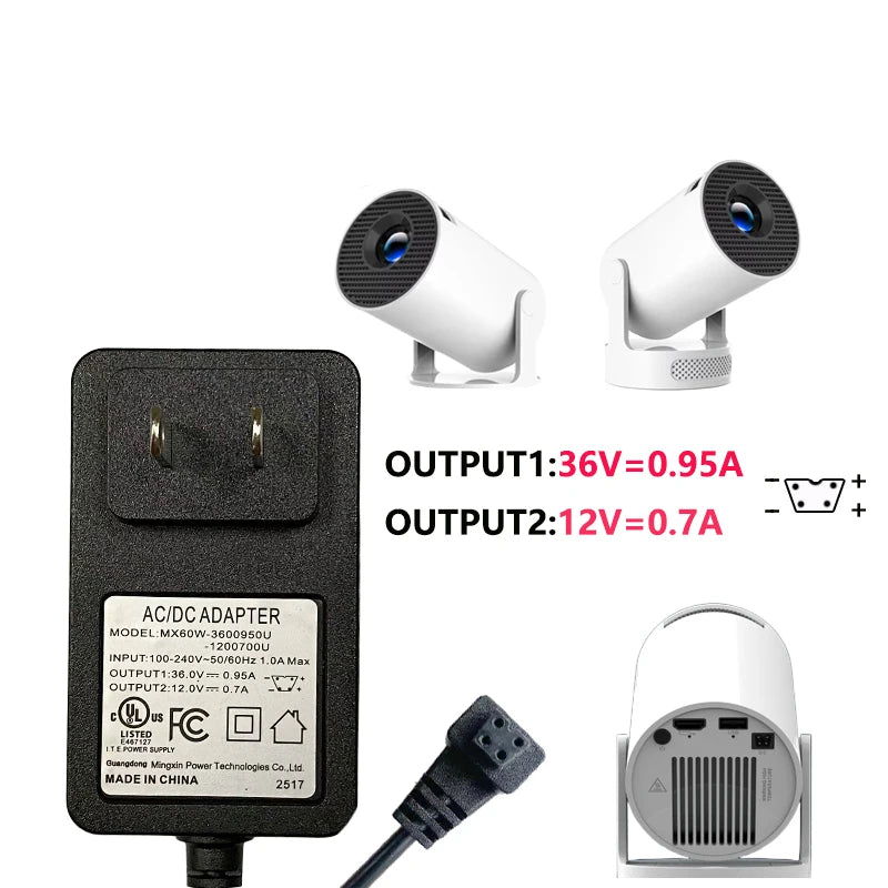 DITONG HY300pro+ projector 1.2/3m Original extended power adapter DC cable extension Suitable for Magcubic HY300 Pro+ Projector