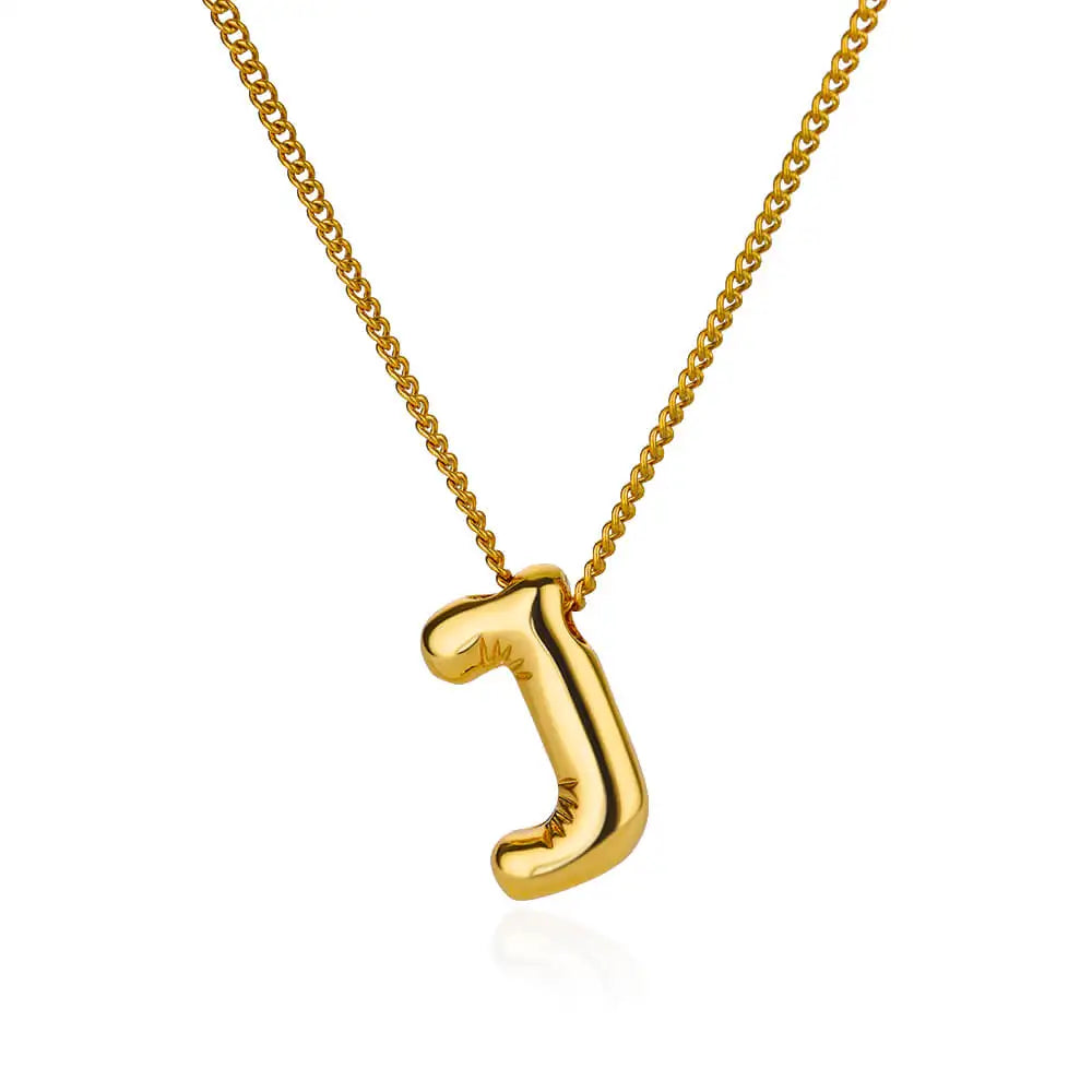 Chunky Initial Letter Pendant Necklaces For Women Gold Color Stainless Steel A to Z Charm Waterproof Jewelry Anniversary Gift