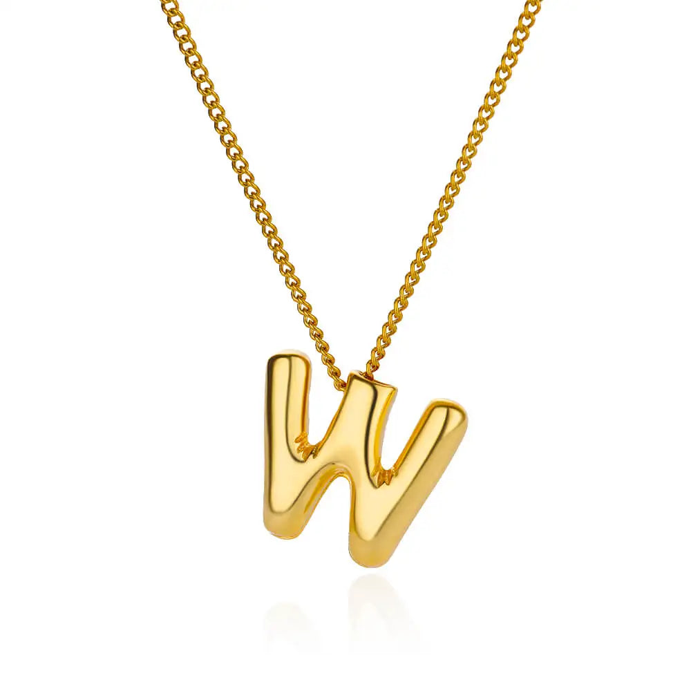 Chunky Initial Letter Pendant Necklaces For Women Gold Color Stainless Steel A to Z Charm Waterproof Jewelry Anniversary Gift
