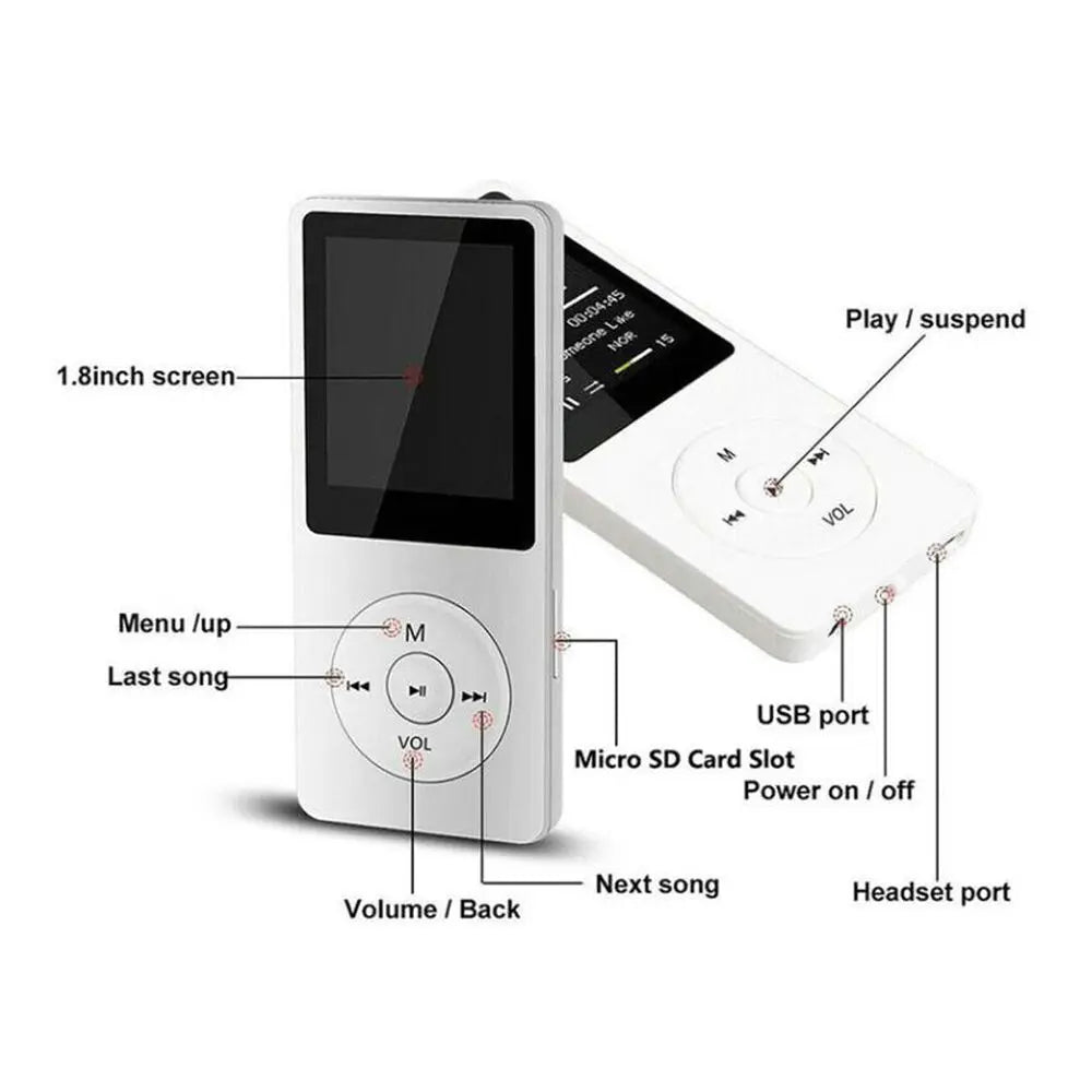 MP3 Player Outdoor Sports Fitness Mini Walkman Mp4/mp3 Support Bluetooth Lossless Music Player FM Radio Recorder Sport 128GB Hf