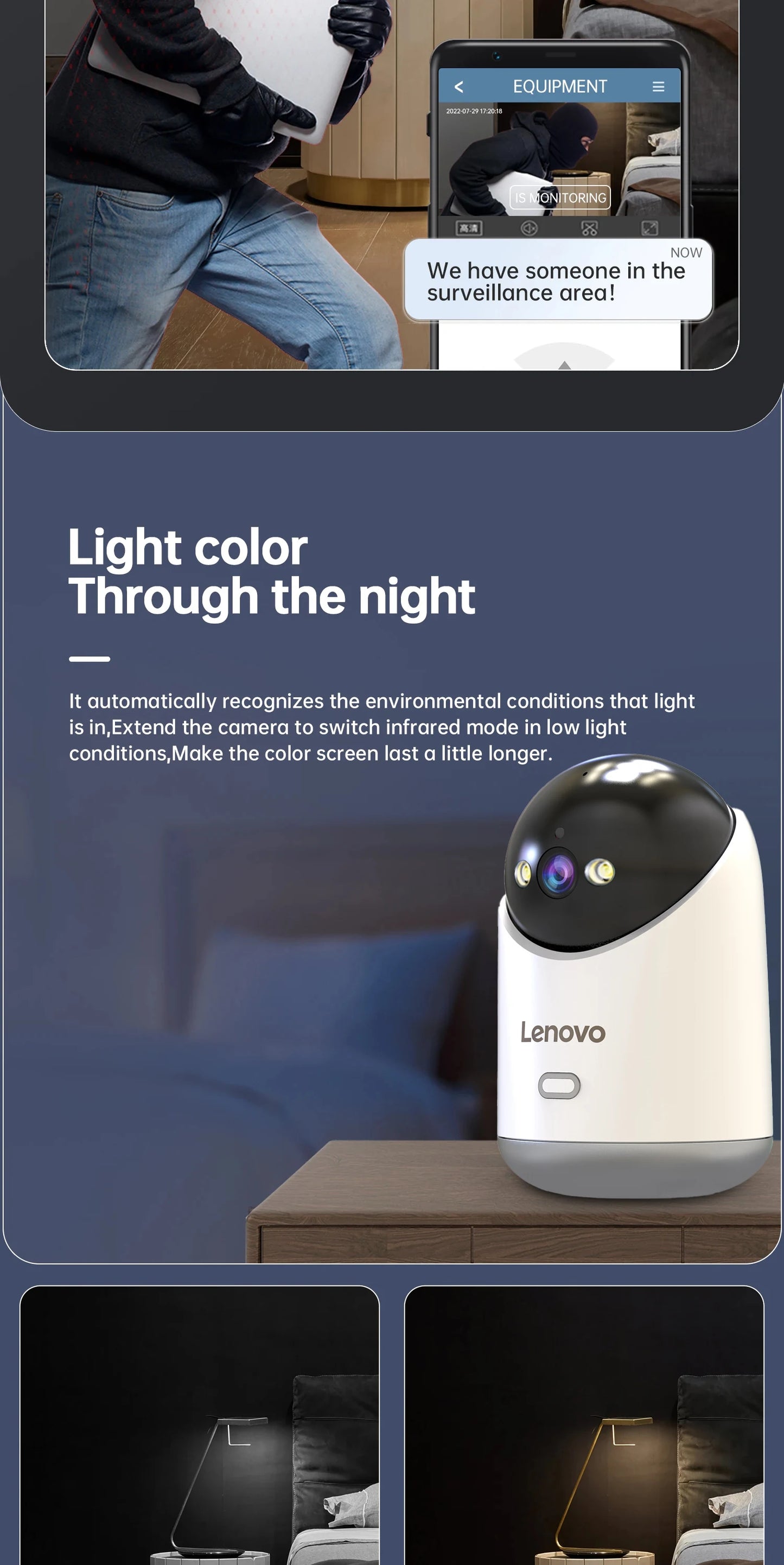 Lenovo 3MP 5G WiFi Smart Mini PTZ IP Camera Indoor Home Wireless Auto Tracking CCTV Surveillance Camera Security Baby Monitor