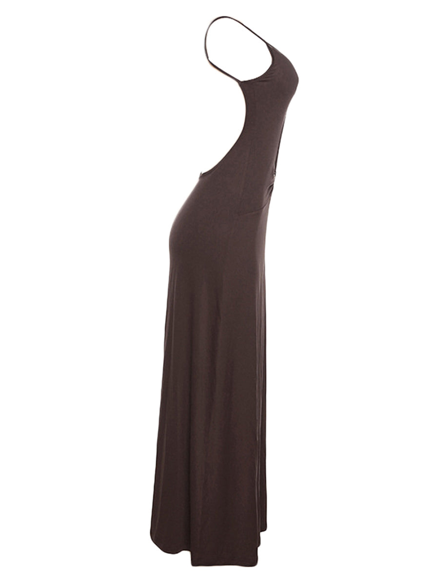 Women Cutout Backless Maxi Dress Sexy Sleeveless Split Cocktail Dresses Bodycon Spaghetti Strap Long Dress Party