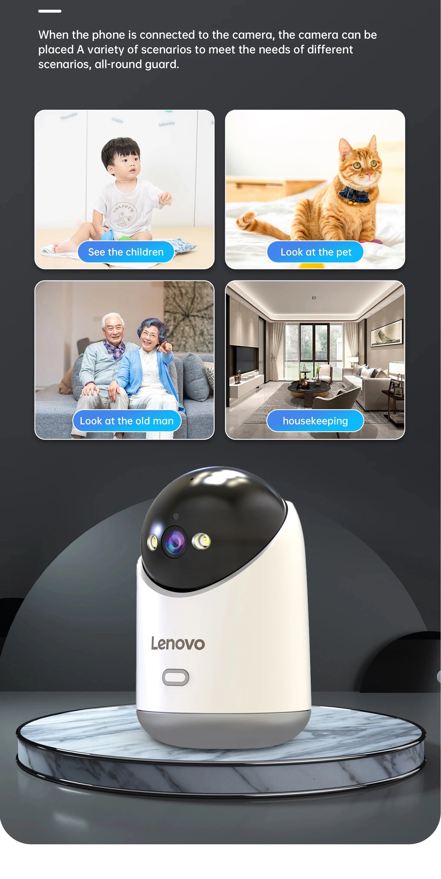 Lenovo 3MP 5G WiFi Smart Mini PTZ IP Camera Indoor Home Wireless Auto Tracking CCTV Surveillance Camera Security Baby Monitor