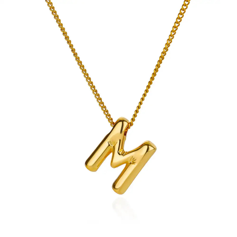 Chunky Initial Letter Pendant Necklaces For Women Gold Color Stainless Steel A to Z Charm Waterproof Jewelry Anniversary Gift