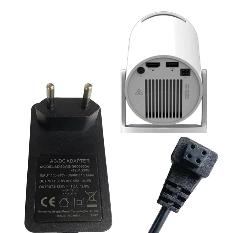 DITONG HY300pro+ projector 1.2/3m Original extended power adapter DC cable extension Suitable for Magcubic HY300 Pro+ Projector