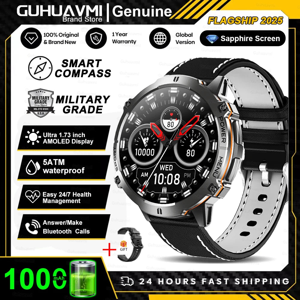 T-Rex 3 Military Grade 1000mAh Battery Smart Watch 10ATM Waterproof GPS Compass Altimeter Call AMOLED Men Swim Sports Smartwatch