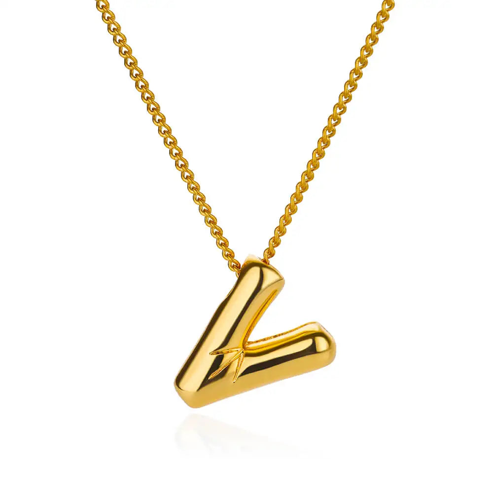 Chunky Initial Letter Pendant Necklaces For Women Gold Color Stainless Steel A to Z Charm Waterproof Jewelry Anniversary Gift