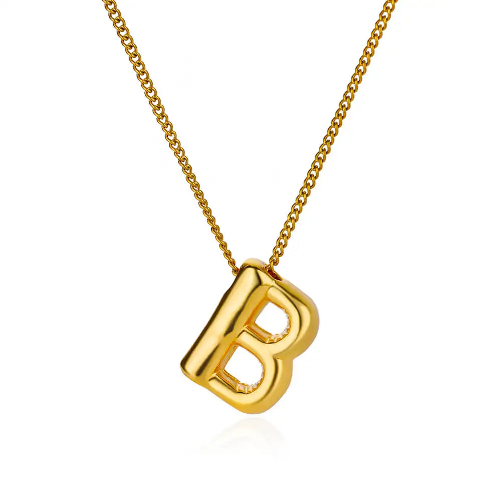 Chunky Initial Letter Pendant Necklaces For Women Gold Color Stainless Steel A to Z Charm Waterproof Jewelry Anniversary Gift