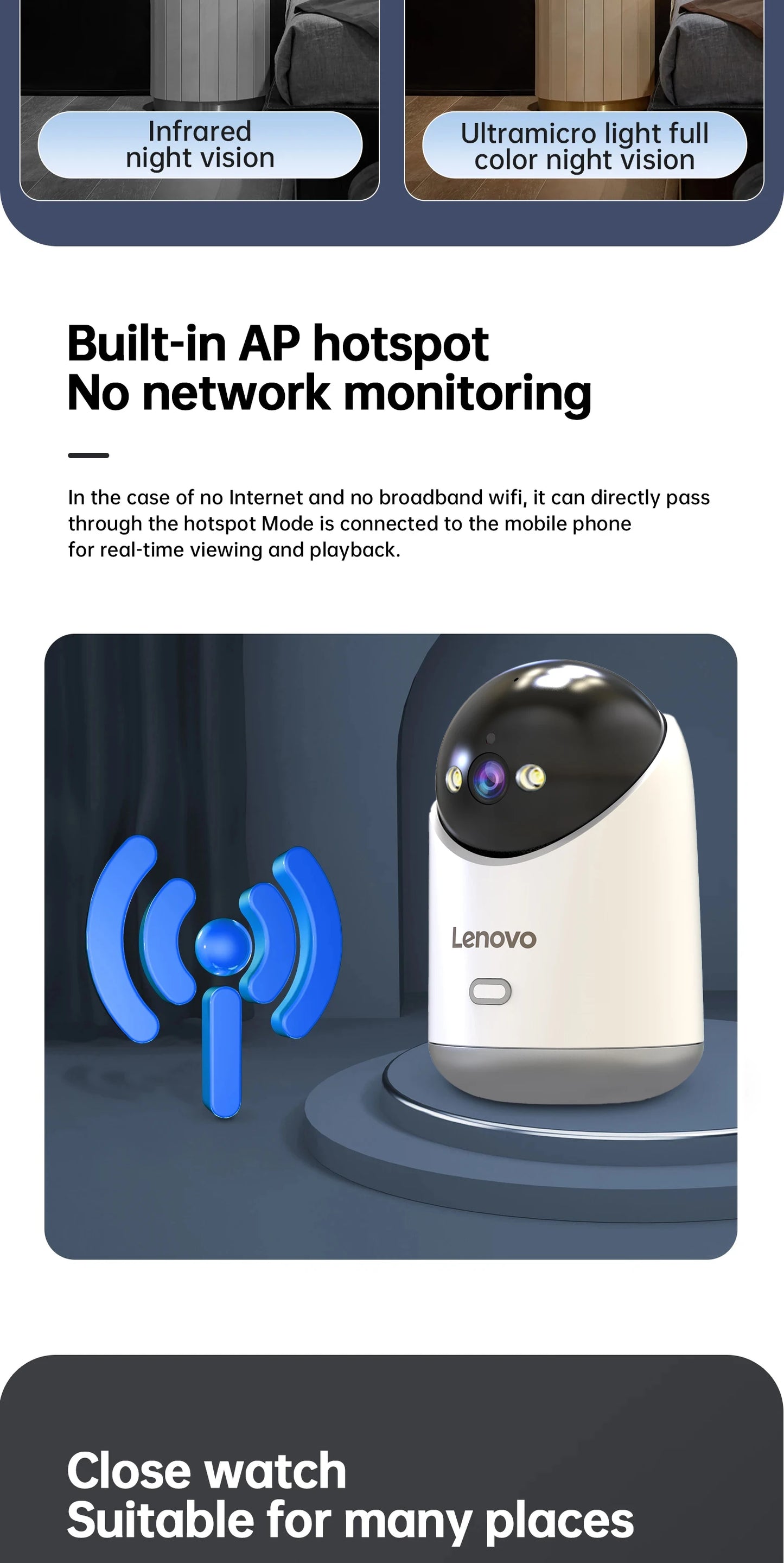 Lenovo 3MP 5G WiFi Smart Mini PTZ IP Camera Indoor Home Wireless Auto Tracking CCTV Surveillance Camera Security Baby Monitor