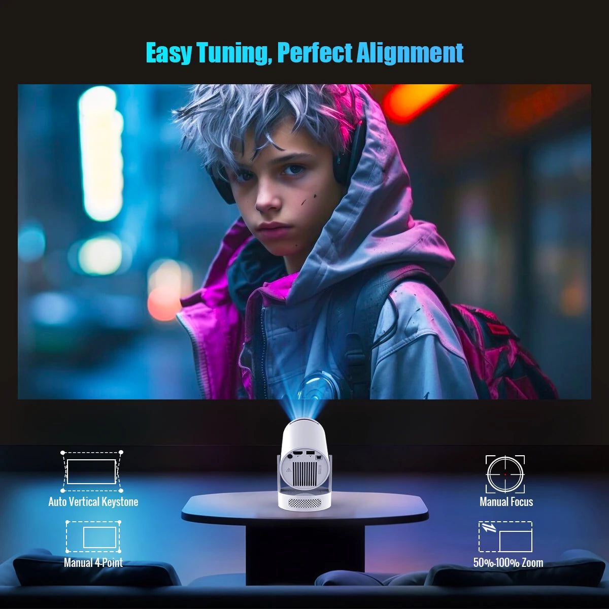 Magcubic HY300 Pro+ Android 11 Projector 8000 Lumens 4K 720P Portable Outdoor Movie Projector WiFi 6 Built-in Speaker for Home