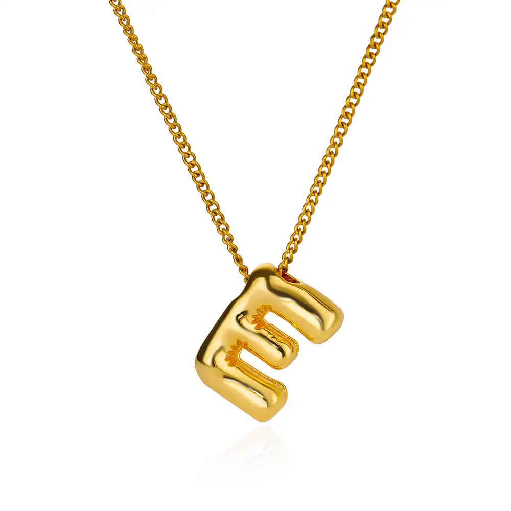 Chunky Initial Letter Pendant Necklaces For Women Gold Color Stainless Steel A to Z Charm Waterproof Jewelry Anniversary Gift