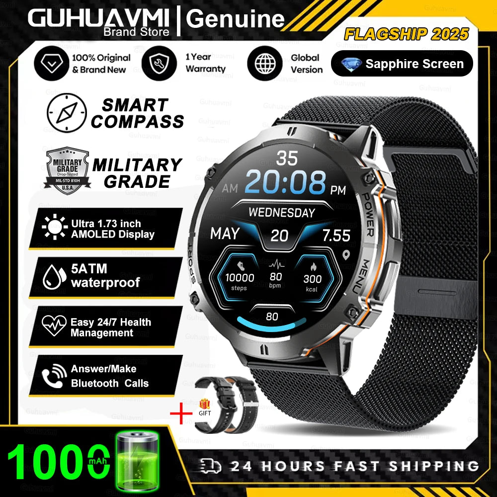 T-Rex 3 Military Grade 1000mAh Battery Smart Watch 10ATM Waterproof GPS Compass Altimeter Call AMOLED Men Swim Sports Smartwatch
