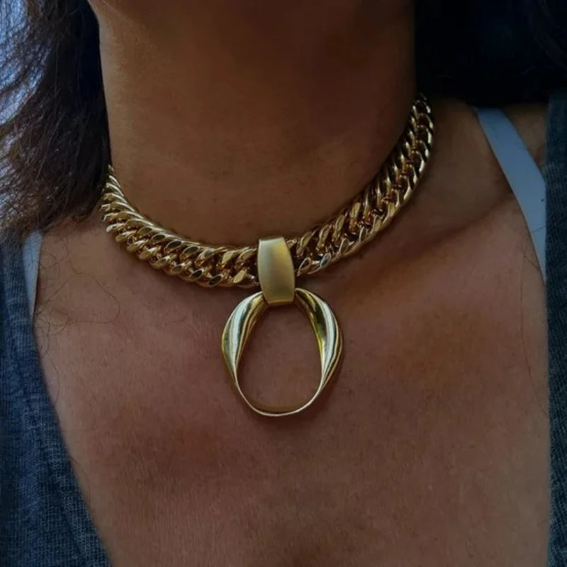 Women's Chunky Gold Color Adjustable Necklace