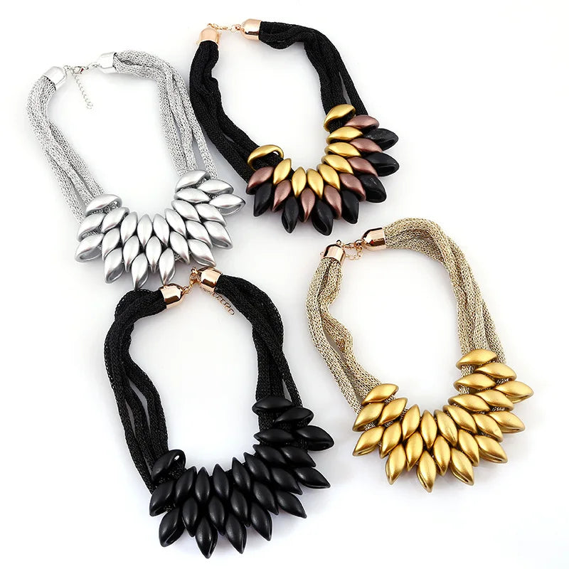 Bohemian Luxury Gold Color Net Chain Chunky Statement Necklace Women Boho Floating Charm Choker Female Jewelry Party Gift
