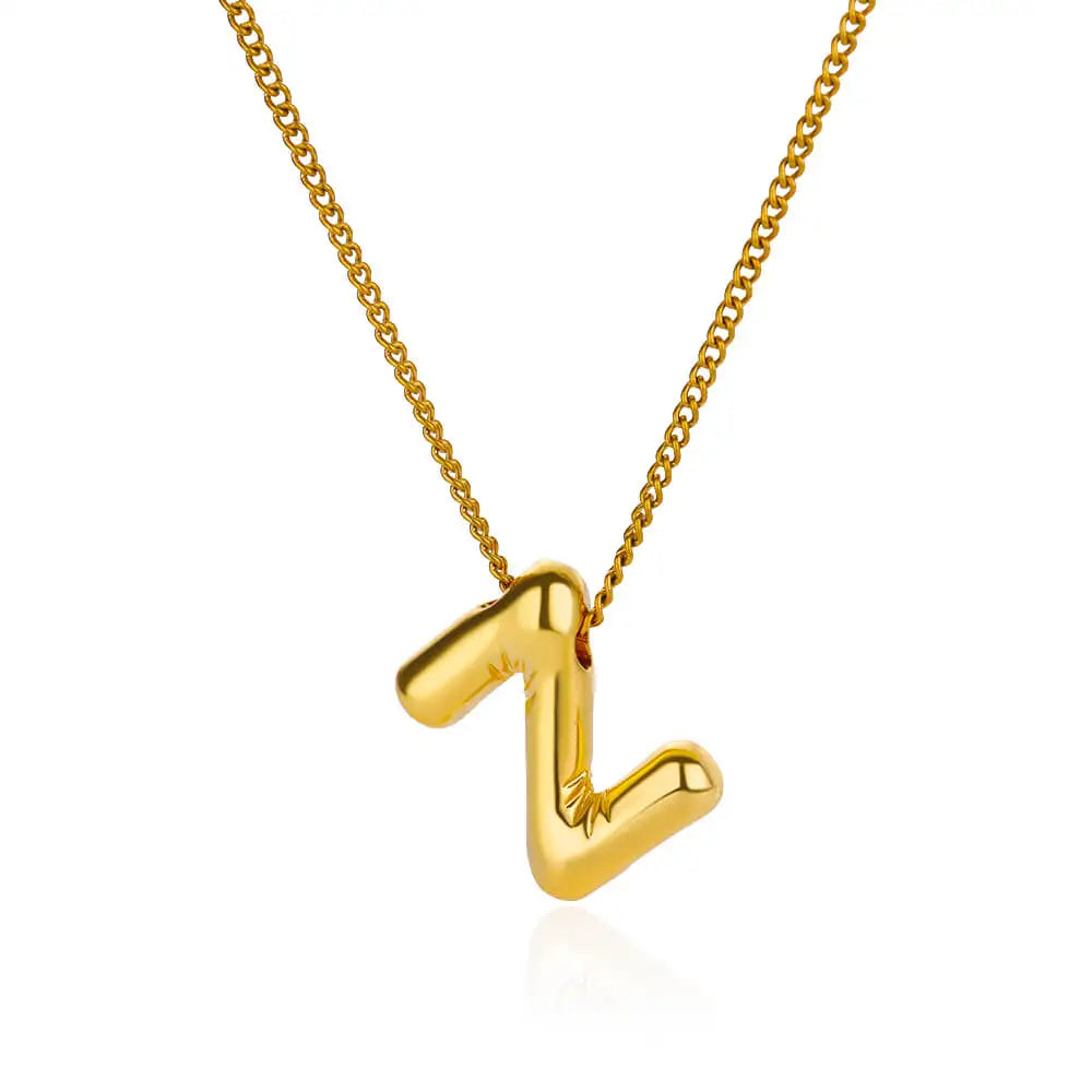 Chunky Initial Letter Pendant Necklaces For Women Gold Color Stainless Steel A to Z Charm Waterproof Jewelry Anniversary Gift