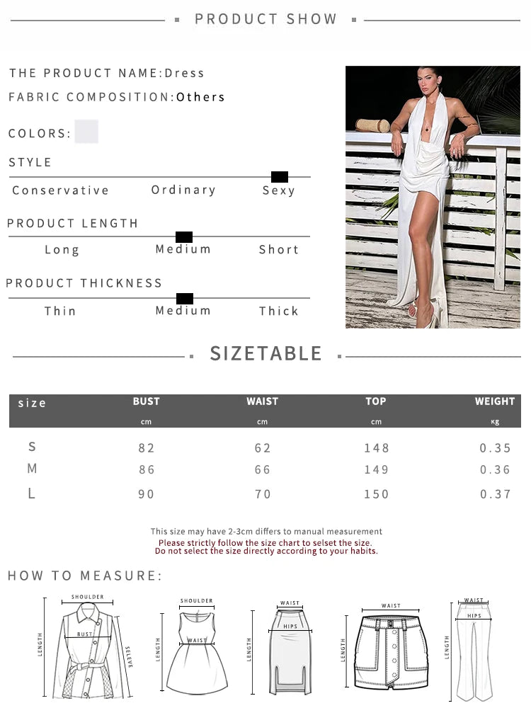 Weird Puss Halter Backless Dress Women Classic Elegant Patchwork Irregular Birthday Party Stretch Clubwear Split Maxi Bodycon
