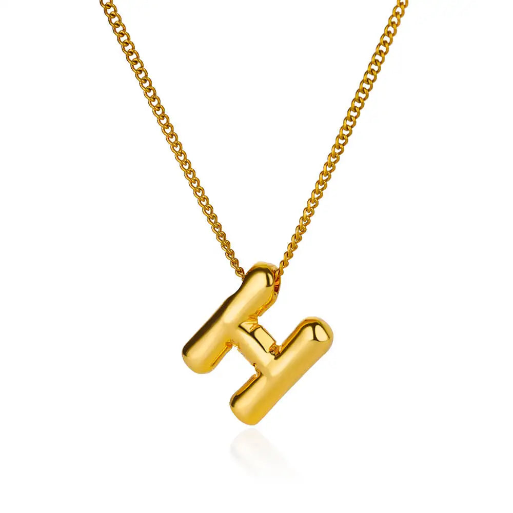 Chunky Initial Letter Pendant Necklaces For Women Gold Color Stainless Steel A to Z Charm Waterproof Jewelry Anniversary Gift
