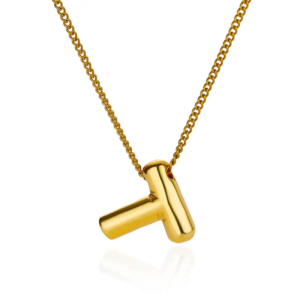 Chunky Initial Letter Pendant Necklaces For Women Gold Color Stainless Steel A to Z Charm Waterproof Jewelry Anniversary Gift