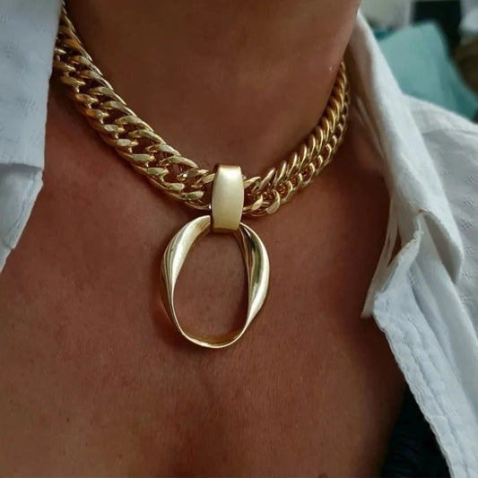 1pc Women's Chunky Gold Color Necklace Minimalist Everyday & Party Jewelry, Adjustable Chain