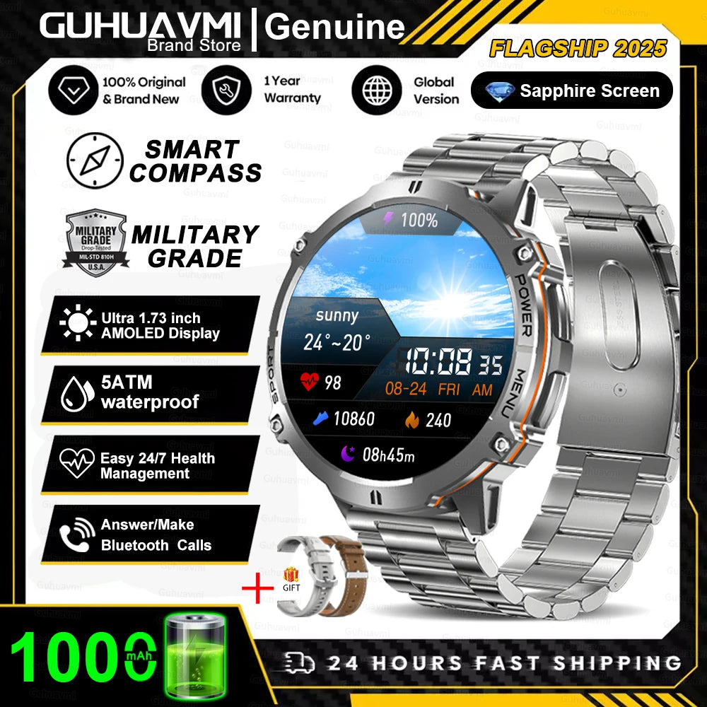 T-Rex 3 Military Grade 1000mAh Battery Smart Watch 10ATM Waterproof GPS Compass Altimeter Call AMOLED Men Swim Sports Smartwatch