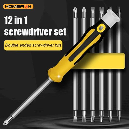 12 in 1 Screwdriver Set Cross Flat Bits Multifunction Precision Tool for Home Maintenance