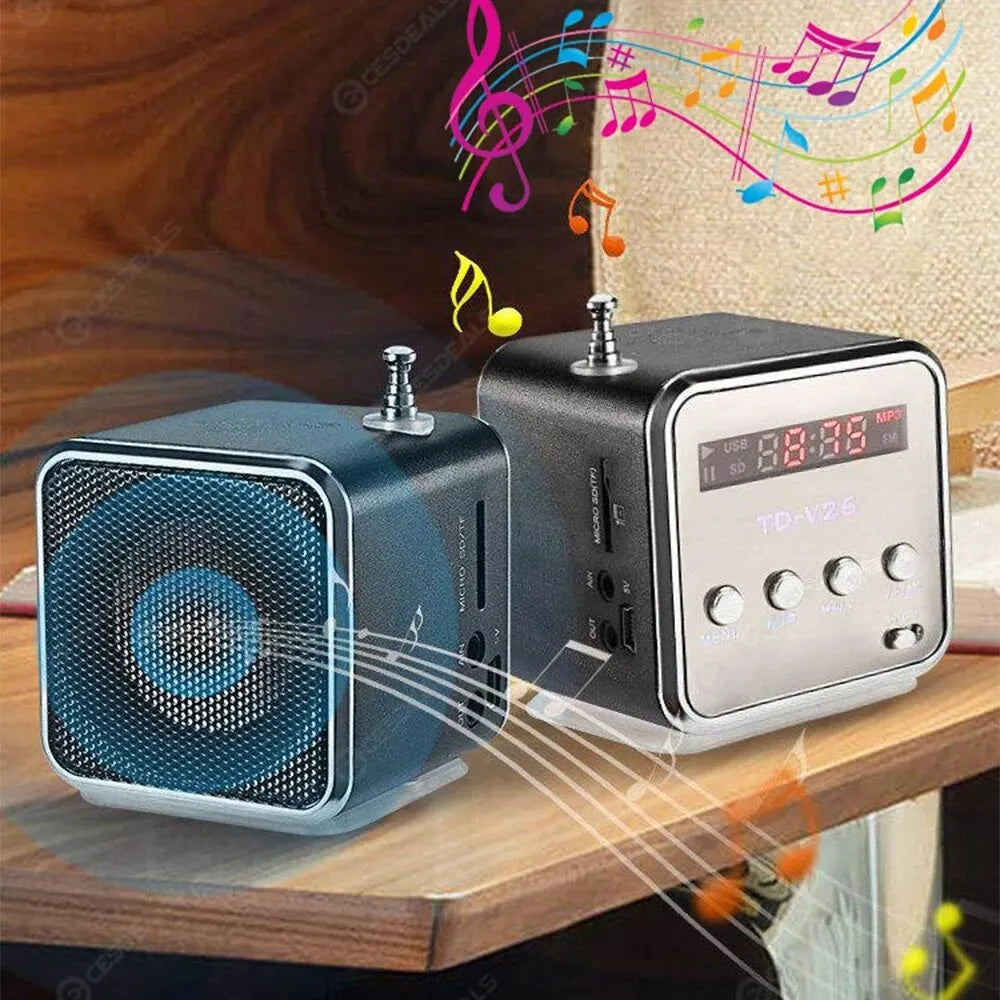 FM Portable Mini Radio Micro Treble Bluetooth Portable Voice For Computer Mobile Phone MP3 Music Support Micro TF card