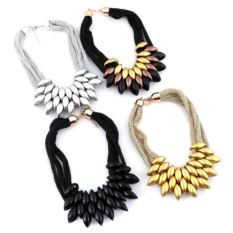 Bohemian Luxury Gold Color Net Chain Chunky Statement Necklace Women Boho Floating Charm Choker Female Jewelry Party Gift