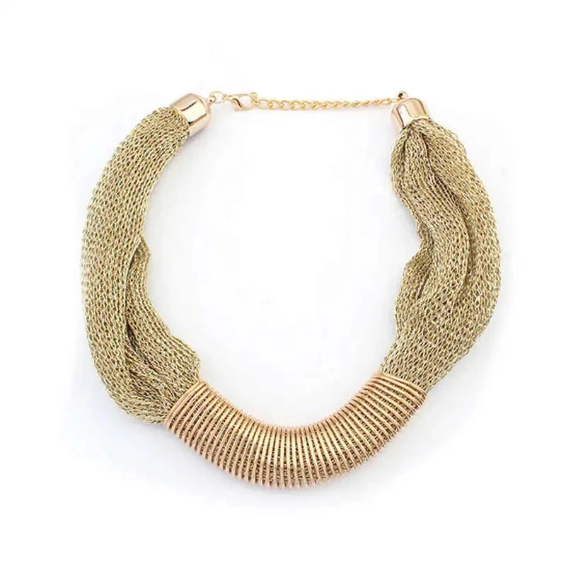 Bohemian Luxury Gold Color Net Chain Chunky Statement Necklace Women Boho Floating Charm Choker Female Jewelry Party Gift