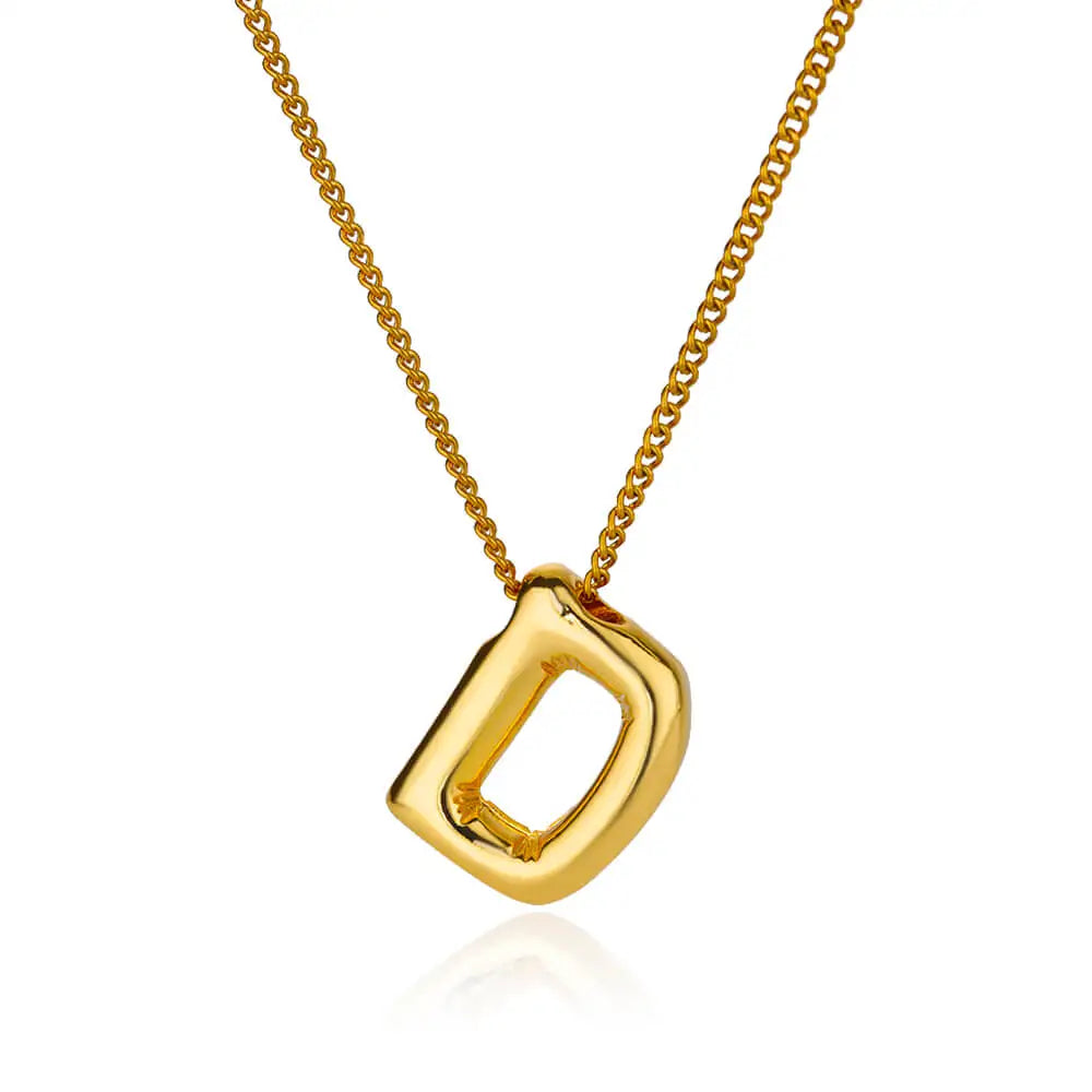 Chunky Initial Letter Pendant Necklaces For Women Gold Color Stainless Steel A to Z Charm Waterproof Jewelry Anniversary Gift