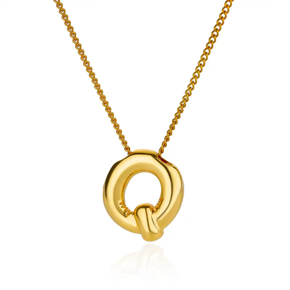 Chunky Initial Letter Pendant Necklaces For Women Gold Color Stainless Steel A to Z Charm Waterproof Jewelry Anniversary Gift