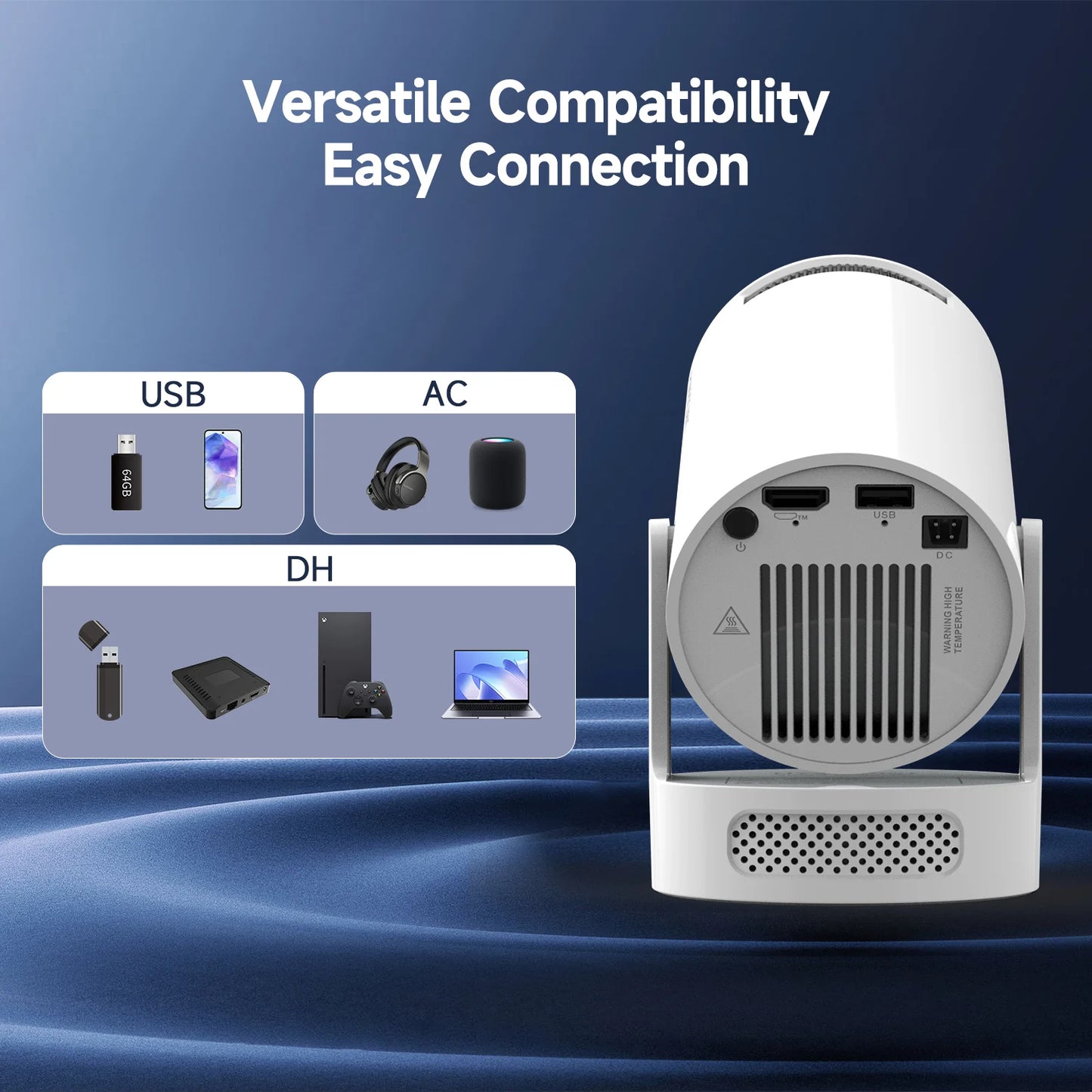 Magcubic HY300 Pro+ Android 11 Projector 8000 Lumens 4K 720P Portable Outdoor Movie Projector WiFi 6 Built-in Speaker for Home