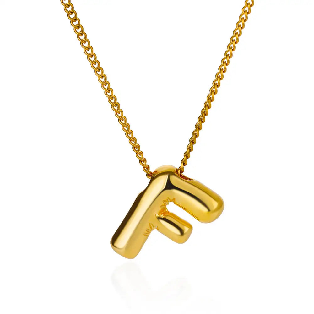 Chunky Initial Letter Pendant Necklaces For Women Gold Color Stainless Steel A to Z Charm Waterproof Jewelry Anniversary Gift